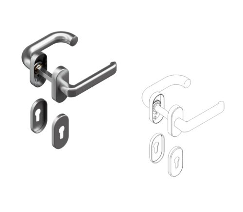 DH25134R DoorHan - Ручка со спиральной пружиной для калитки секционных ворот. Штифт 8. Нержавеющая сталь Правая