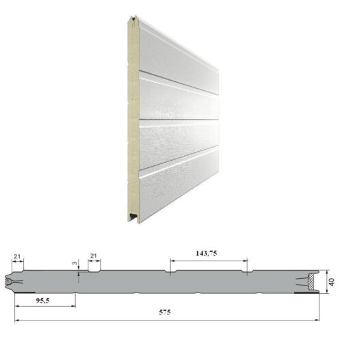 3D11/S00-7016/9003 DoorHan - Панель 575мм Ндерево Доска/Нстукко Антрацит(RAL7016)/Белый(RAL9003)