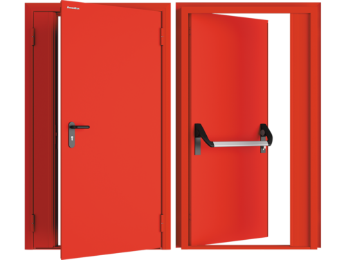 Дверь DoorHan/1450/2050/Противопож.EI60/двухств./глухая/глад./глад./RAL7035/лев./угл. рама (арт. DPG60/1450/2050/7035/L/N)