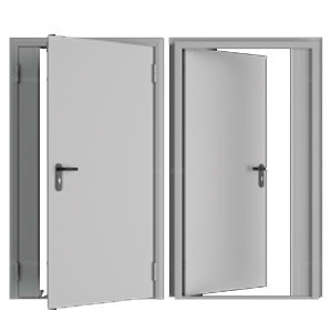 Дверь DoorHan/1350/2050/техническая/двухств/глухая/глад/глад/7035/правая/с угл. рамой (арт. DTG/1350/2050/7035/R/N)