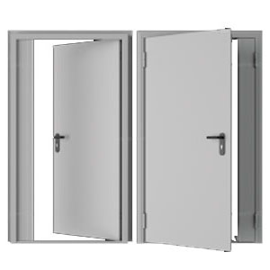 Дверь DoorHan/1950/2050/Техническая/двухств./глухая/глад./глад./RAL7035/лев./угл. рама (арт. DTG/1950/2050/7035/L/N)