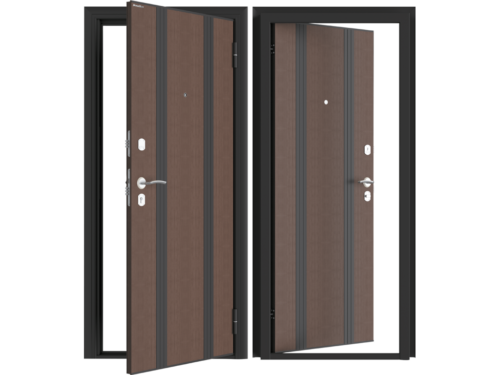 Дверь DoorHan/980/2050/ЛамиСтайл (O)/ст.сим/ст/Антик медь/ПВХ Венге/правая/с угл.рамой/сер./кл-верт (арт. D-980-LO/AM/WG/R/N/sv)