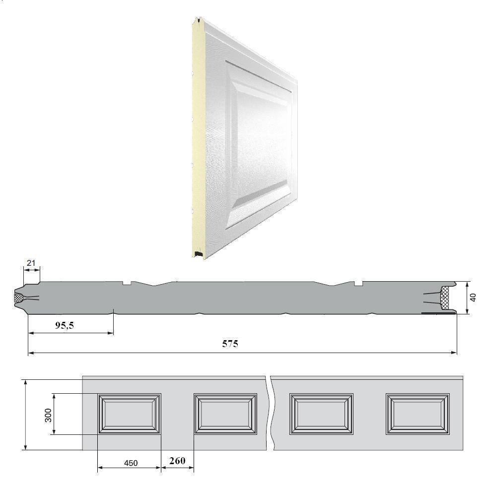 Панель «Филёнка» 575 мм шаг 260 мм Дерево/Стукко (art. DH3D10F260/S00-7016/7016)