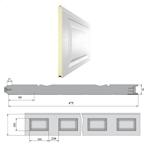 DH2D10F230/S00-GLK/GLK DoorHan - Панель 475мм Ндерево фил.с полосой/230/Нстукко GOLDEN OAK(Золотой дуб)/GOLDEN OAK(Золотой дуб)